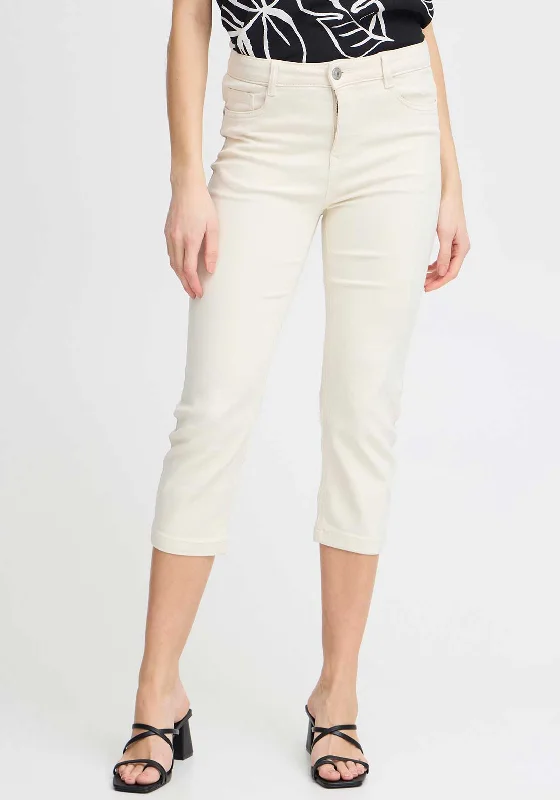 Comfy Dress Fransa Luxe Elli Capric Slim Leg Denims, Off White