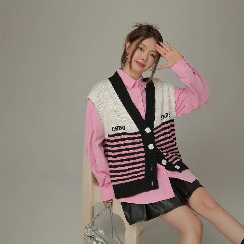 Soft Clothing Multi Color Stripe Sleeveless Knit Vest