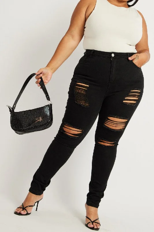 Soft Touch Black Skinny Jeans High Rise