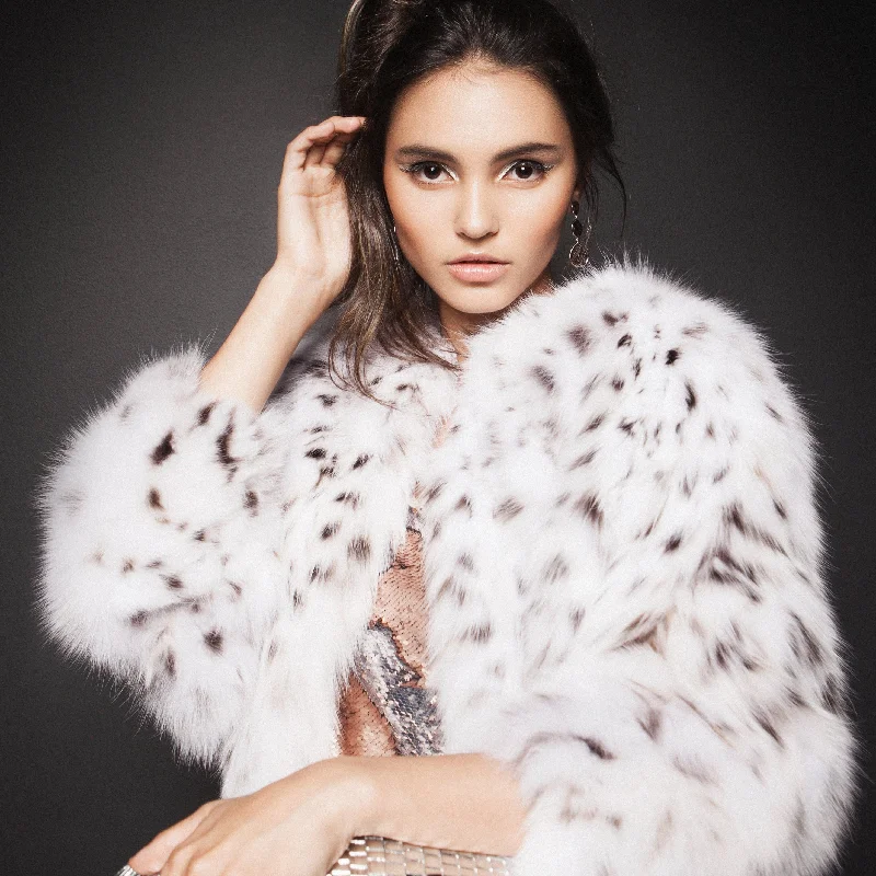 Breathable Comfort Lynx fur jacket luxury White
