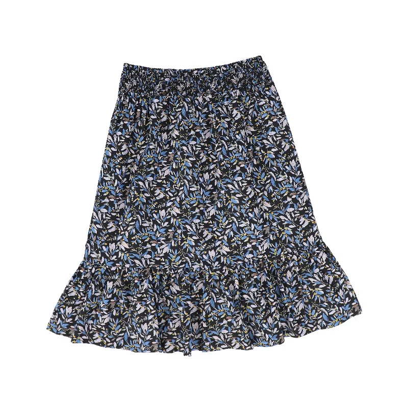 Relaxed Dresses ONE CHILD NAVY FLORAL SMOCKED SKIRT [Final Sale]