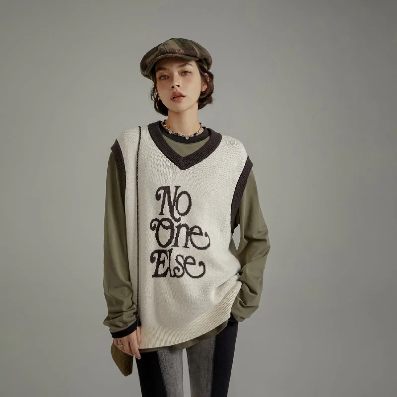 Cozy Sweaters Logo Jacquard Knit Vest