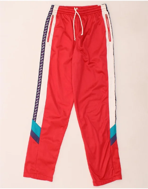 Cozy Sweaters ASICS Womens Vintage Tracksuit Trousers IT 44 Medium  Red Colourblock