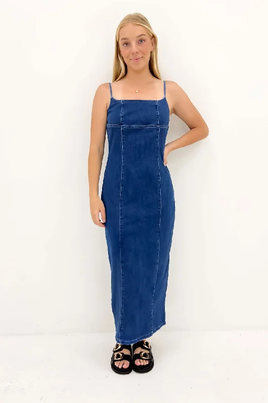 Casual Comfort Romy Denim Midi Dress Indigo