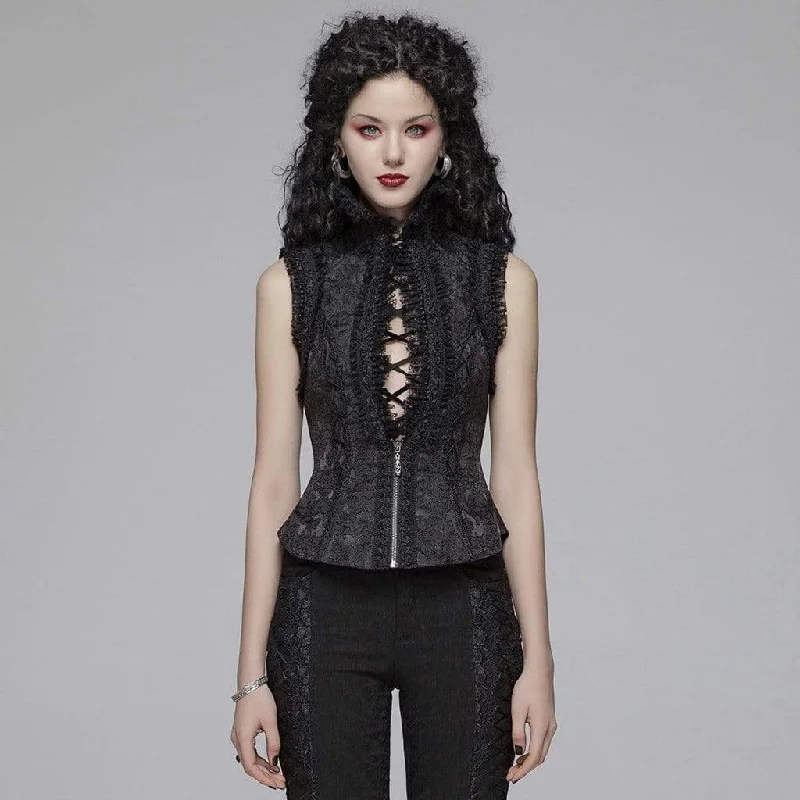 Chic Outfits Women's Lolita Lacing Floral Mesh Waistcoat