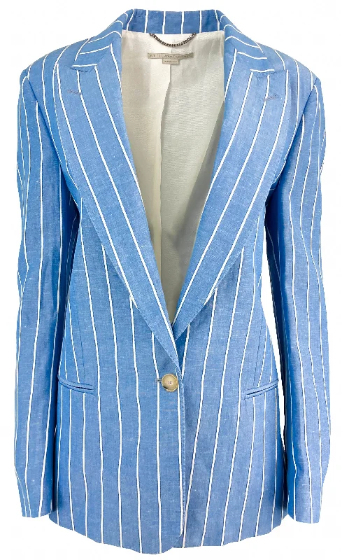 Comfortable Fashion Stella McCartney Striped Single-Breasted Blazer in Light Blue/White