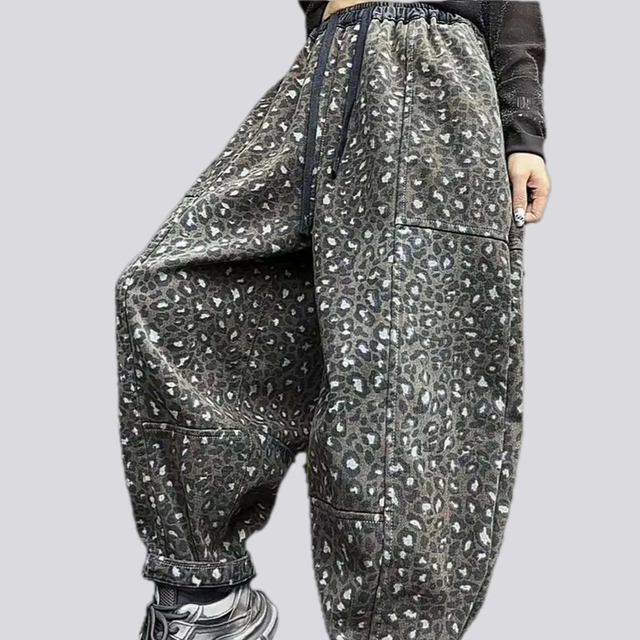 Effortless Dressing Mid-waist baggy women's denim joggers