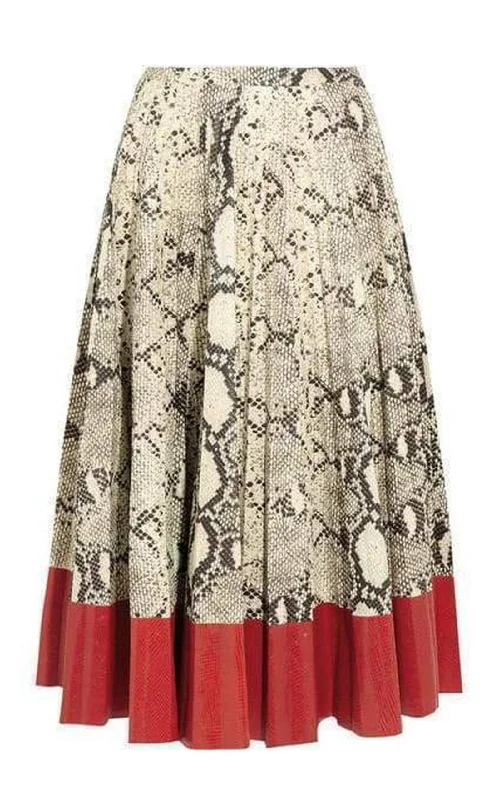 Urban Chic Pleated Snake-Effect Leather Skirt