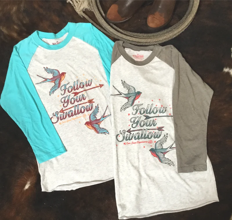 Weekend Wear Follow Your Swallow Baseball Tee Shirt