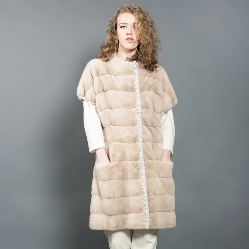 Versatile Style Mink Fur Vest beige