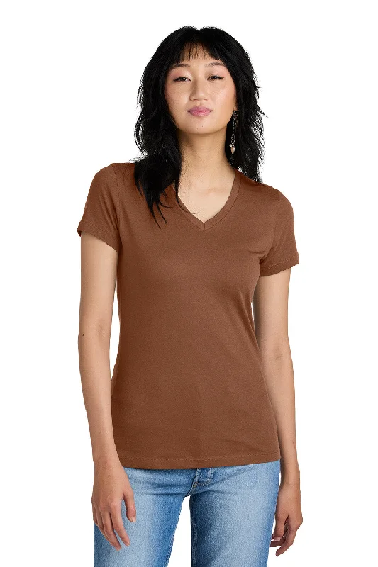 Simple Style District Womens Perfect Weight Short Sleeve V-Neck T-Shirt - Baked Clay Brown Simple Style District Womens Perfect Weight Short Sleeve V-Neck T-Shirt - Baked Clay Brown