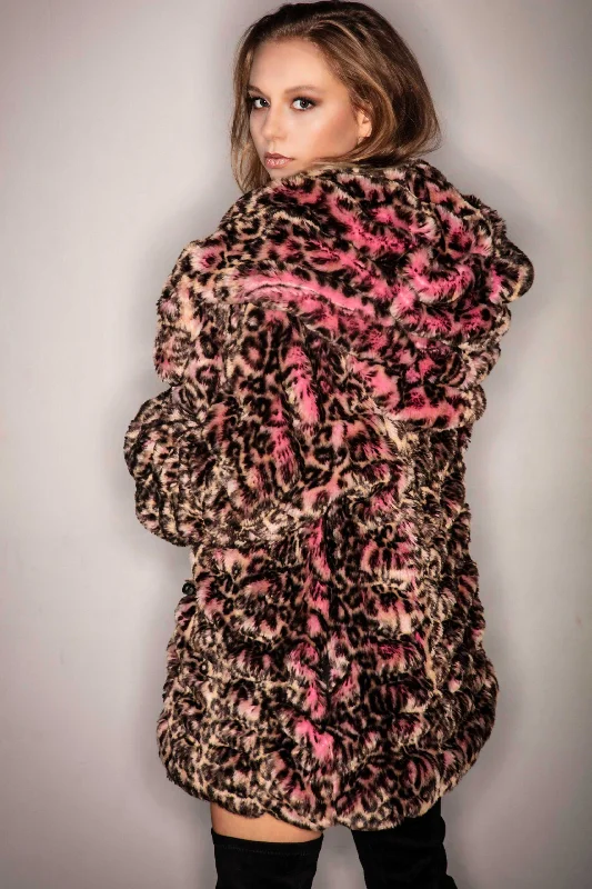 Smart Comfort Wear Women's Short Desert Warrior Coat in "Pink Cheetah" Chinchilla