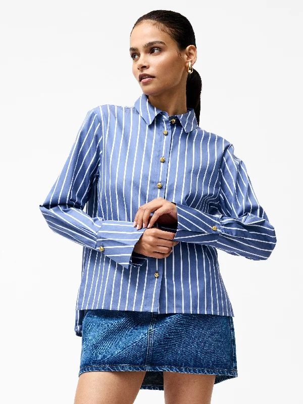 Classic Comfort Alexis Cotton Stripe Long Flared Sleeve Shirt