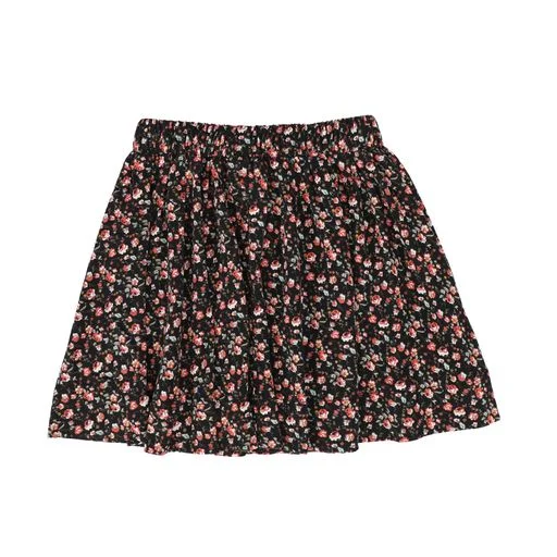 Easy Comfort Style HELLO YELLOW PINK FLORAL FLARE SKIRT [Final Sale]