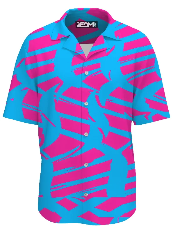 Soft Knitwear Pink and Blue Squiggly Rave Checkered Lounge Shirt
