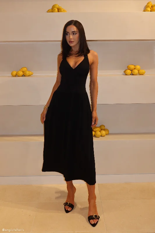 Soft Style Harriette Halter Midi Dress - Black