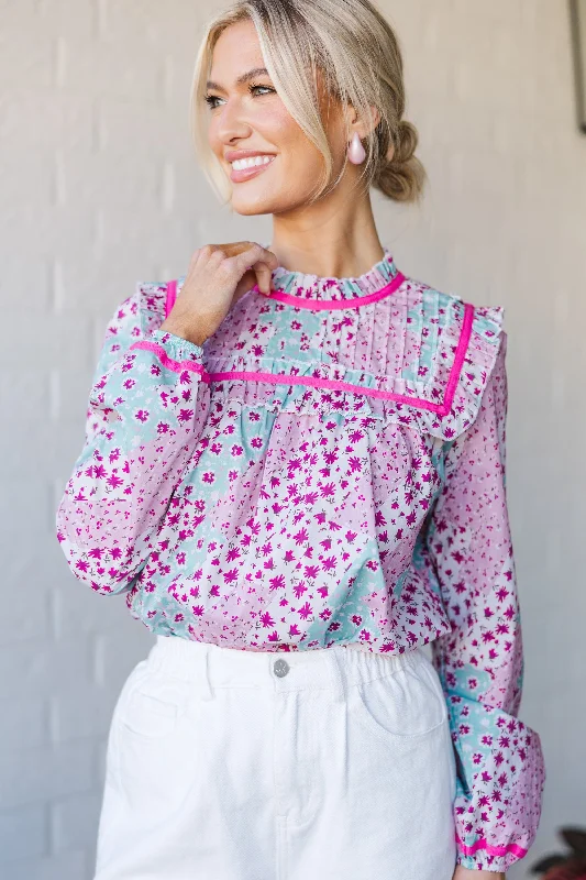 Fashion Comfort The Beauty Pink Ditsy Floral Blouse