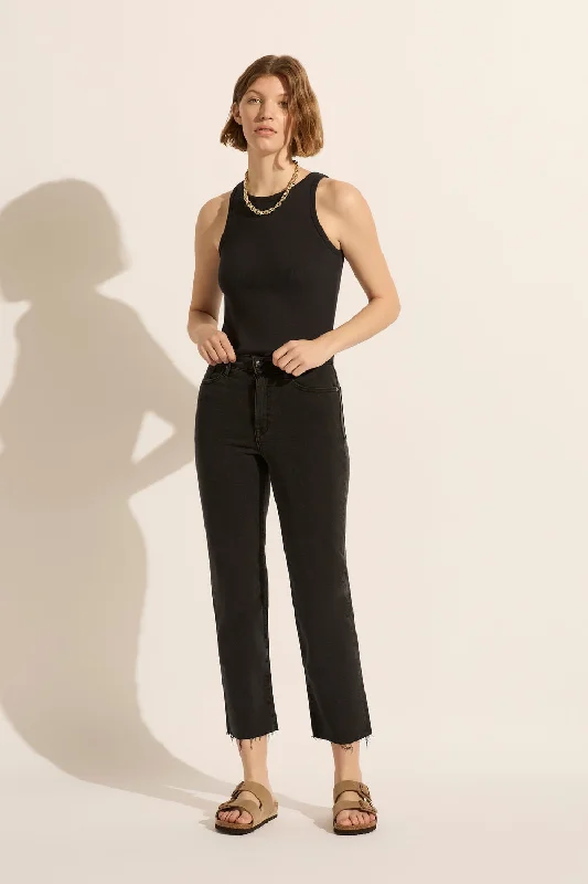 Relaxed Chic Zoe Crop High Straight Jean Ink