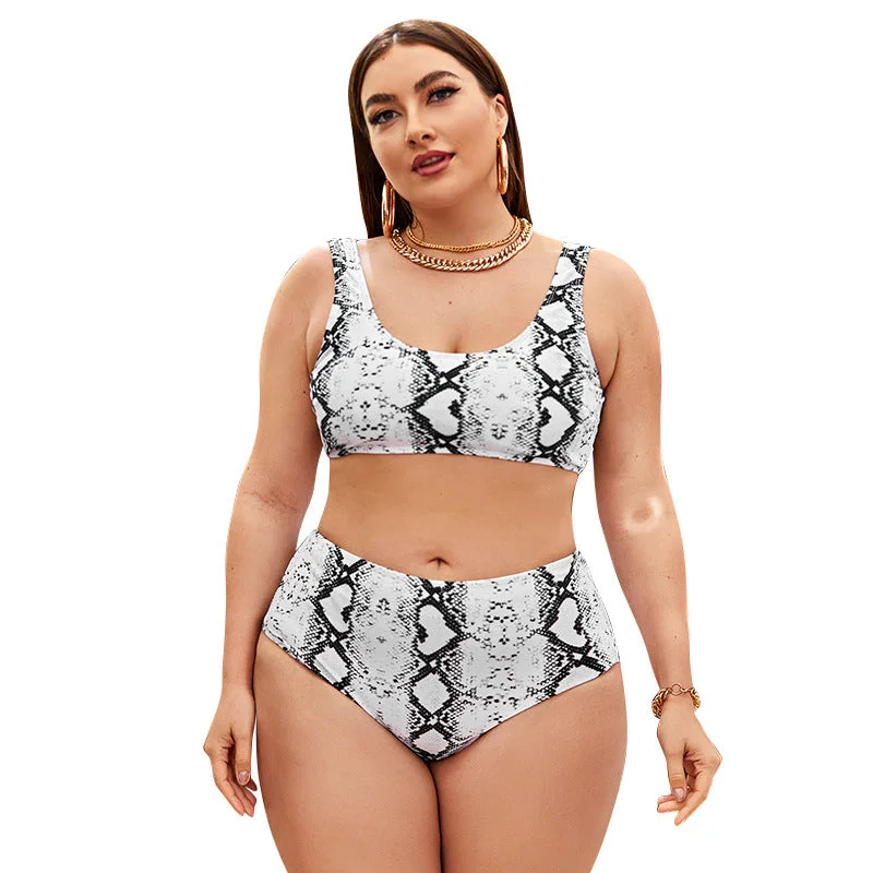 Trendy Casuals Women Snake Print Plus Sizes Bikinis Swimsuits