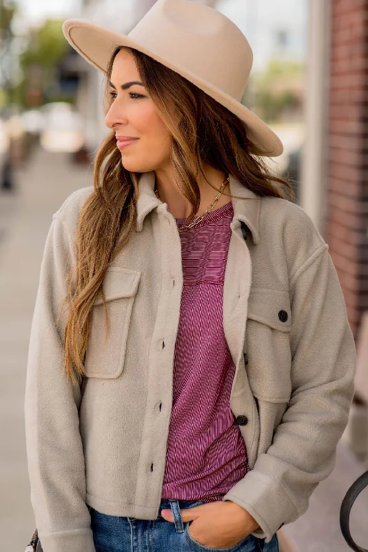 Sporty Comfort Plush Cropped Shacket