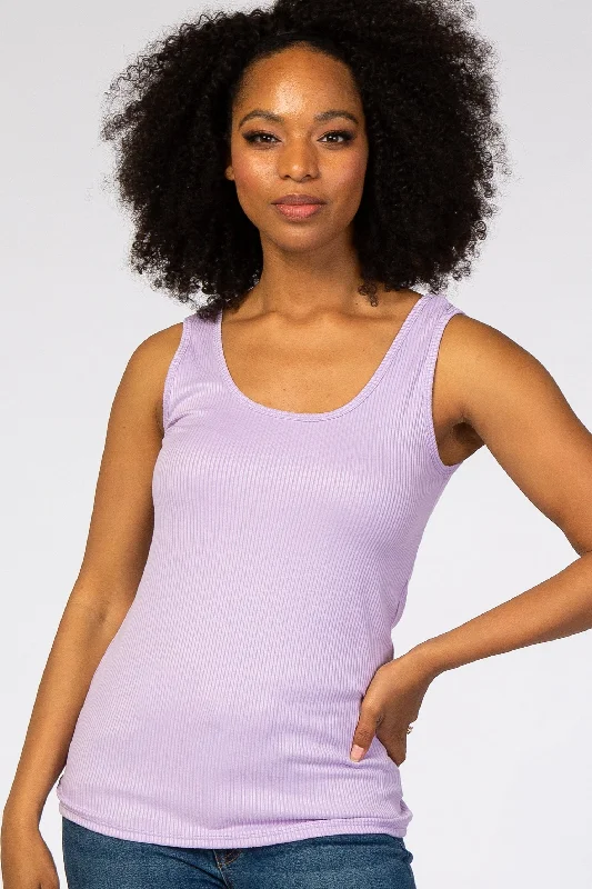 Effortless Outfits Lavender Ribbed Tank Top