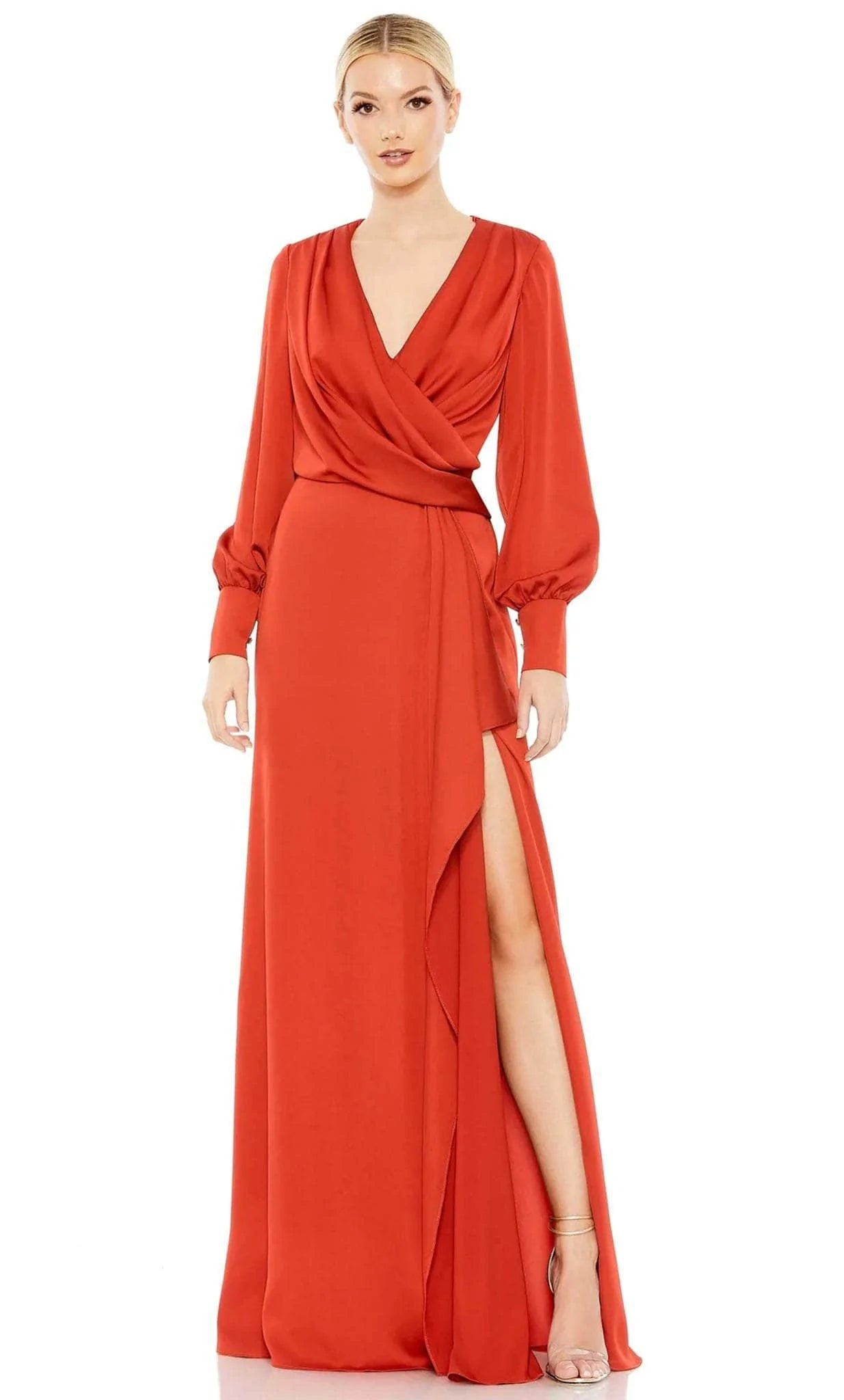 Comfy Layers Ieena Duggal 26895 - V-Neck Bishop Sleeve Mother of the Groom Gown