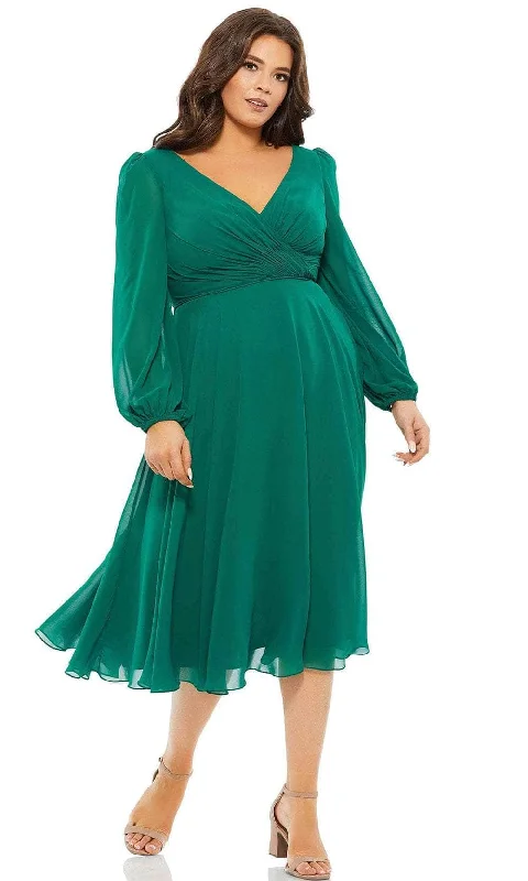 Light Fit Mac Duggal 67914 - Ruched Surplice V-Neck Formal Dress