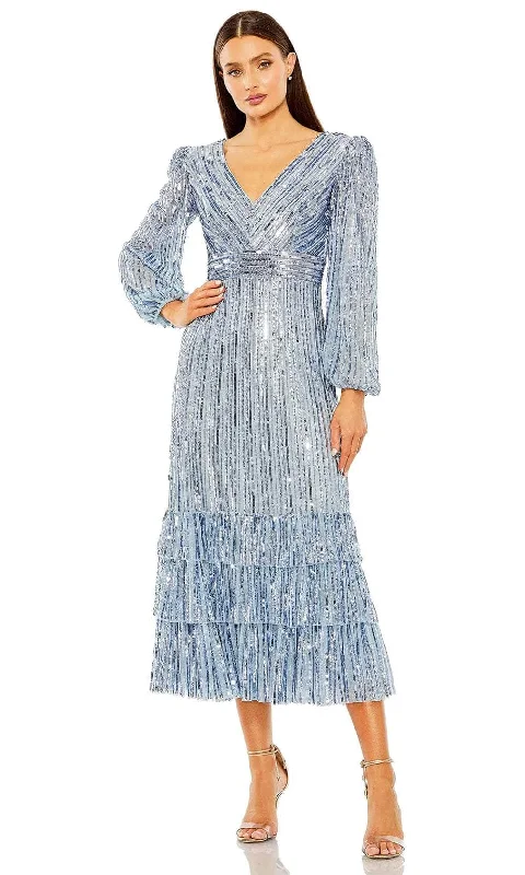 Cozy Apparel Mac Duggal 23006 - Sequin Bishop Sleeve Dress