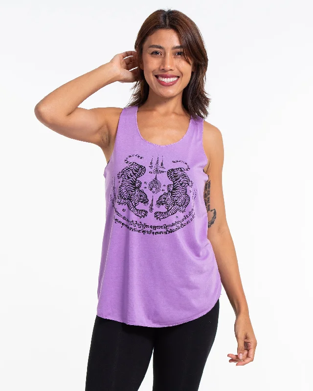 Relaxed Dresses Womens Tiger Tattoo Tank Top in Violet
