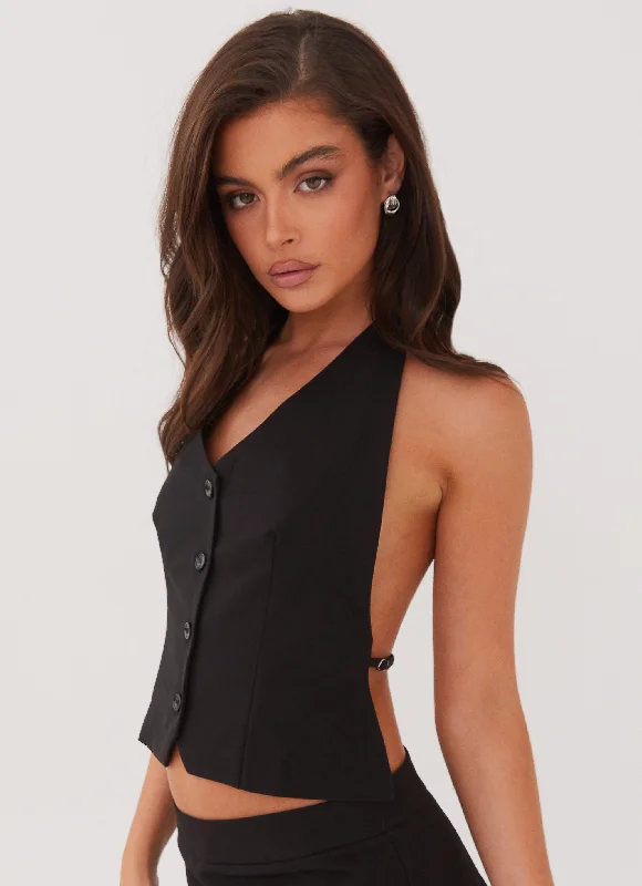 Weekend Wear Sarah Halterneck Vest Top - Black