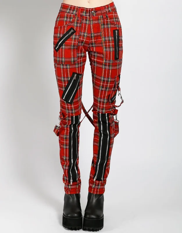 Breathable Comfort CLASSIC SLIM LEG BONDAGE PANT RED PLAID