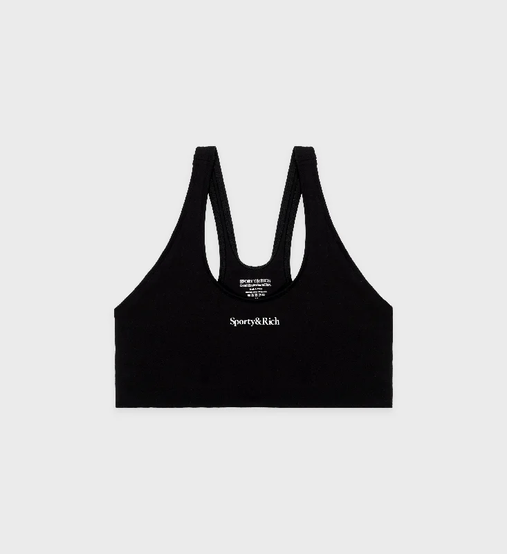 Casual Chic Wear Serif Logo Sport Bra - Black/White