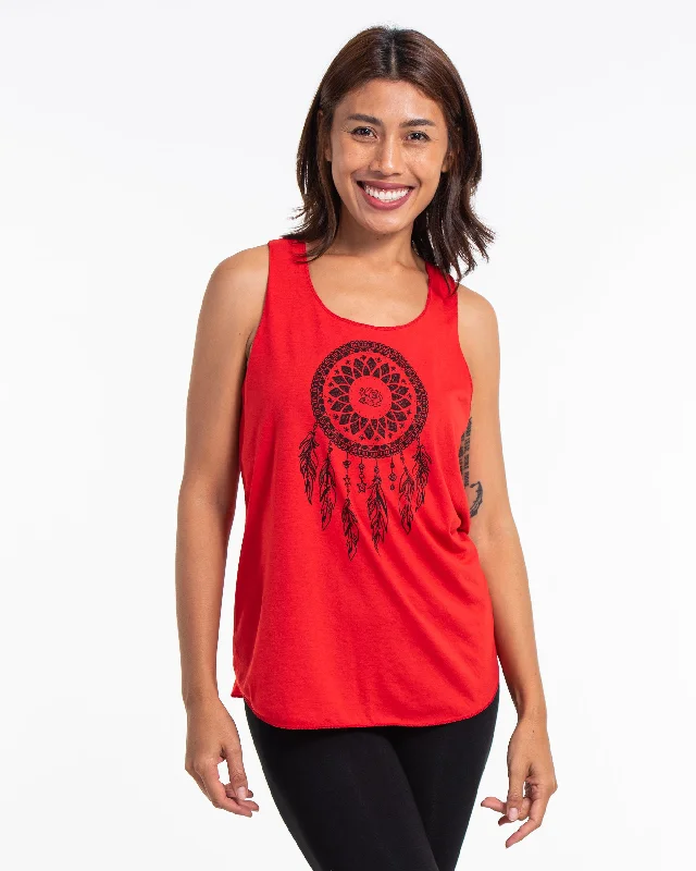 Warm Wear Womens Dreamcatcher Tank Top in Red