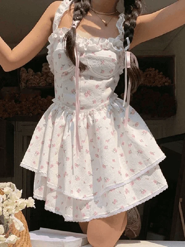 Urban Chic Wood Ear Floral Sling Mini Dresses