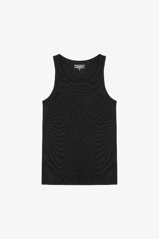 Soft Fabrics Bread and Boxers Classic Ribbed Tank Top - Black 2 Pack