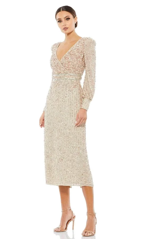 Cozy Footwear Mac Duggal - 93593 Sequin V Neck Midi Column Dress