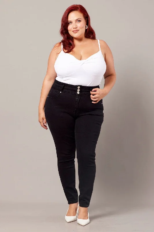 Cozy Layers Black Skinny Jeans High Rise