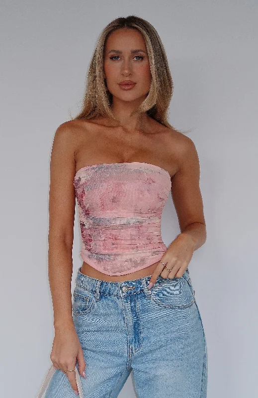 Soft Textures Give Me Notice Strapless Top Primrose Pink