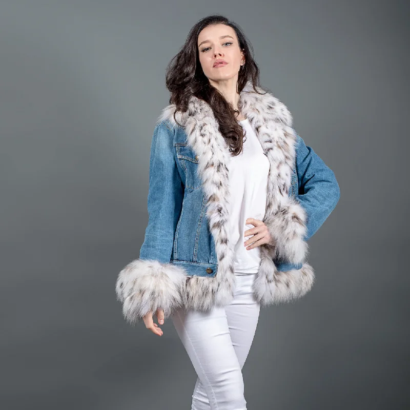 Everyday Outfits Lynx Fur luxury denim jacket for women