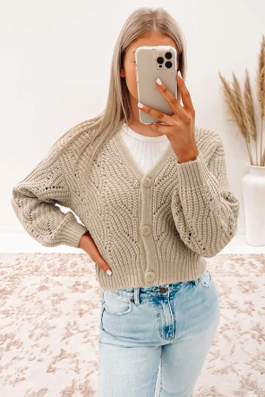 Light Fit Bonnie Cable Knit Cardigan Cement