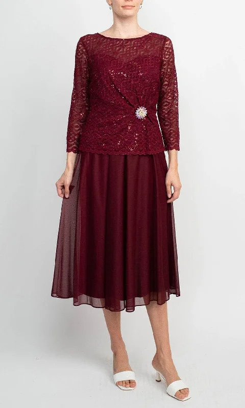 Elegant Dressing Cachet 60432 - Embroidered Bateau Neck Dress