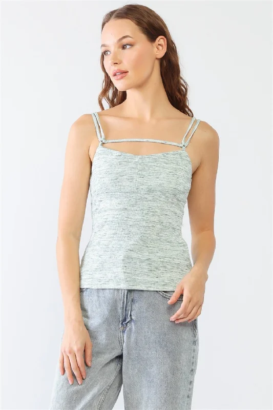 Relaxed Tops Le Lis Heathered Ribbed Adjustable Strap Cami