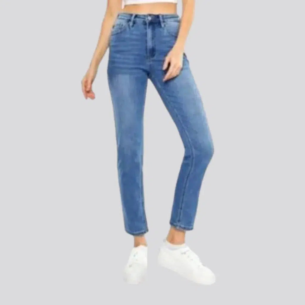 Relaxed Fashion Whiskered slim jeans
 for women