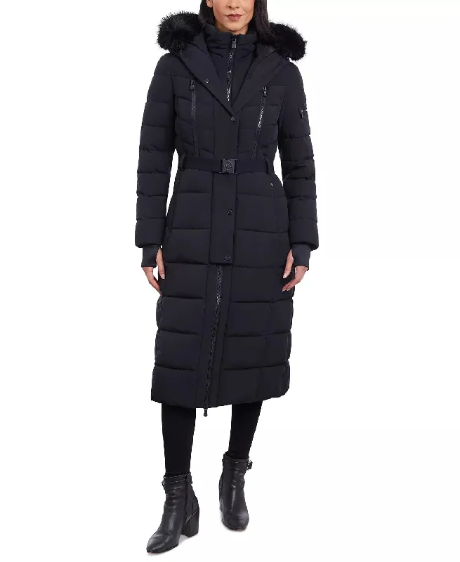 Relaxed Dresses Michael Michael Kors Women's Belted Scuba Maxi Coat, Black
