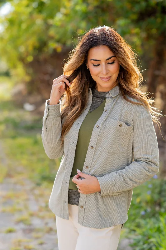 Fashion Comfort Heathered Ribs Shacket