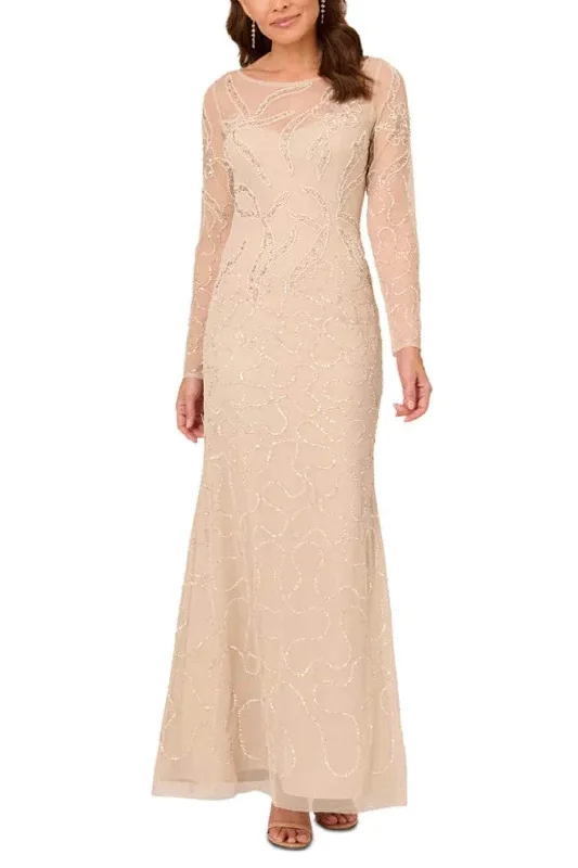 Easy Style Adrianna Papell AD5E210709 - Beaded Illusion Bateau Evening Gown