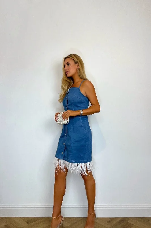 Cozy Pants Kands London Denim Feather Detail Dress