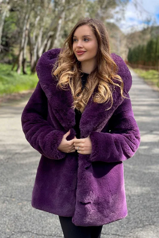 Easy Chic Women's Short Desert Warrior Coat in "Plush Plum"