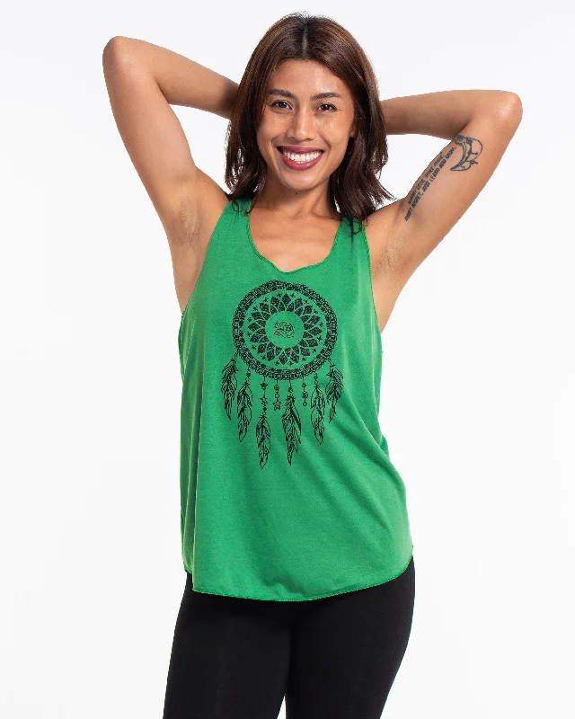 Relaxed Chic Womens Dreamcatcher Tank Top in Green