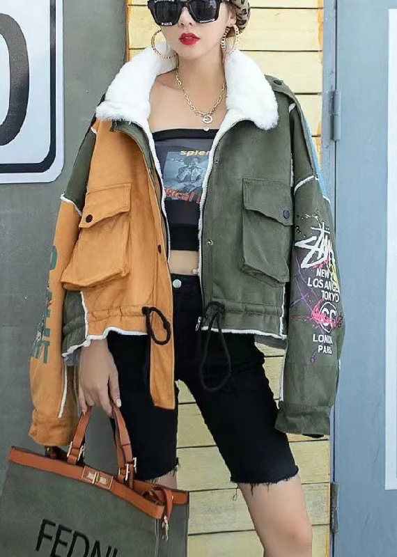 Elegant Fit Unique Colorblock PeterPan Collar Button Pockets Fall Winter Thick Long sleeve Coat Elegant Fit Unique Colorblock PeterPan Collar Button Pockets Fall Winter Thick Long sleeve Coat